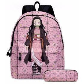 Sac à dos Demon Slayer de 40,6 cm pour lécole avec trousse à crayons, cartable Anime Kamado Nezuko, sac à bandoulière pour a