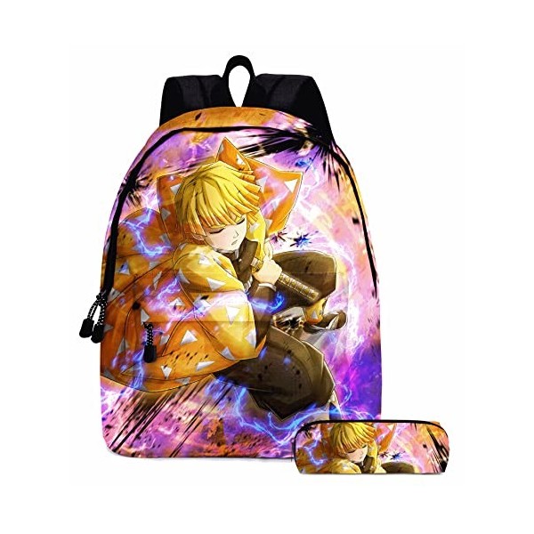 Sac à dos Demon Slayer de 40,6 cm pour lécole avec trousse à crayons, cartable Anime Kamado Nezuko, sac à bandoulière pour a