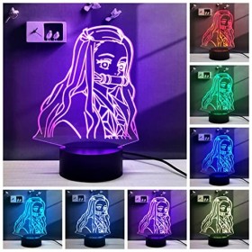 2 en 1,Demon Slayer, Kamado Nezuko,Agatsuma Zenitsu,lampe led anime illusion 3D, télécommande RVB à 16 couleurs, veilleuse de