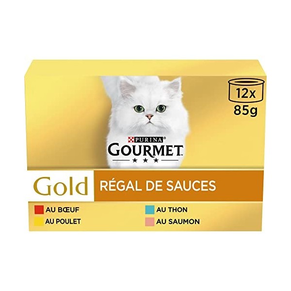 Gourmet - Gold Régal de Sauces Bœuf Poulet Saumon Thon, 12 x 85g