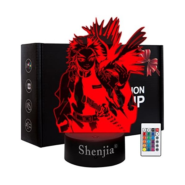 Shenjia Demon Slayer Lampe - Kamado Tanjirou - Kamado Nezuko - Lampe 3D Anime - Personnages 2 en 1, lumière bicolore - Touche