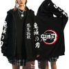 Femme Japonais Anime Pullover Veste Demon Slayer Hoodies Sweats à Capuche Anime Zip-up Pull Cosplay Unisex S, Noir2 