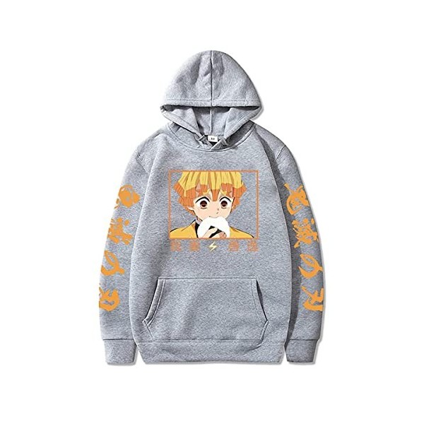 Sybnwnwm Demon Slayer Sweat à capuche Agatsuma Zenitsu Anime, Noir , M