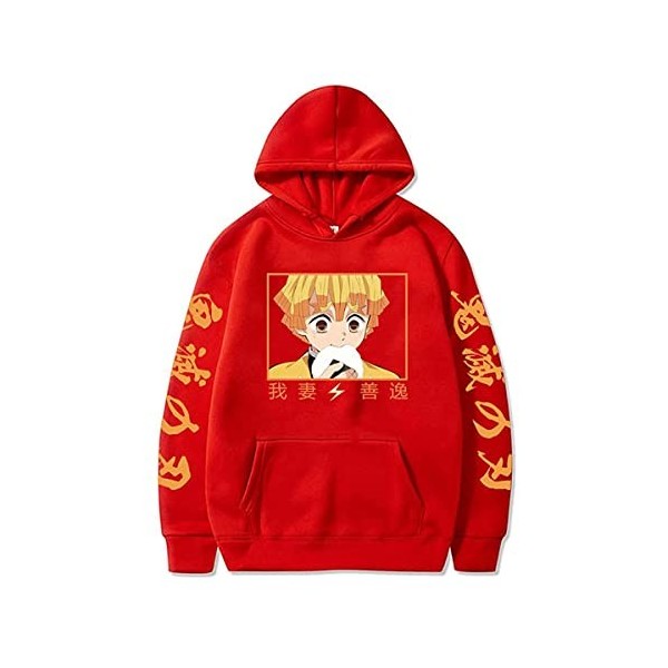 Sybnwnwm Demon Slayer Sweat à capuche Agatsuma Zenitsu Anime, Noir , M
