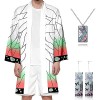 Amycute Demon Slayer Cosplay, Unisexe Demon Slayer Cosplay Costume Cape Boucles doreilles Collier Anime Kimono Japonais Anim