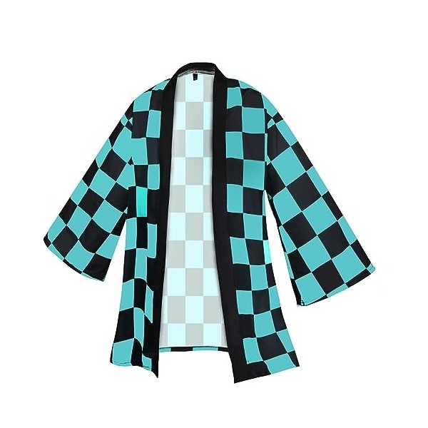 Amycute Demon Slayer Cosplay, Unisexe Demon Slayer Cosplay Costume Cape Boucles doreilles Collier Anime Kimono Japonais Anim