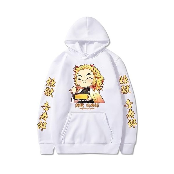 zhedu Anime Demon Slayer Sweat À Capuche Rengoku Kyoujuro pour Hommes Et Femmes, Pull Ample Surdimensionné Haut Survêtement H