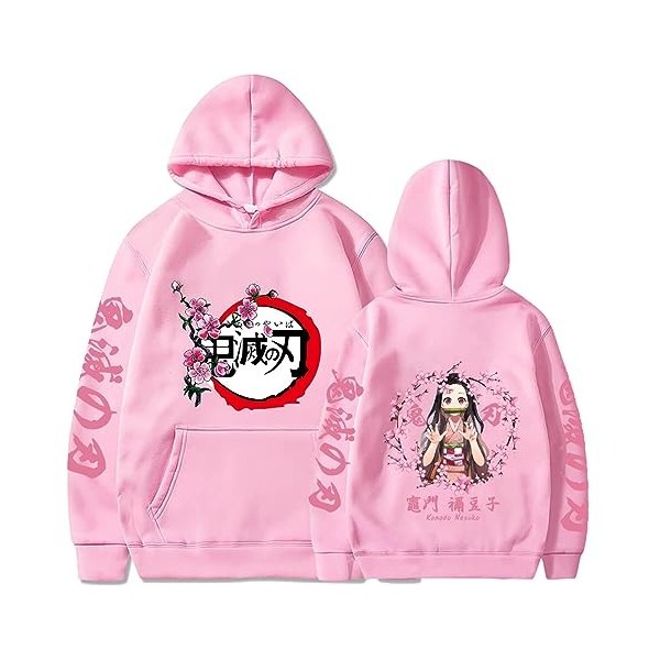 zhedu Kamado Nezuko Sweat À Capuche Demon Slayer Manteau Drôle Dessin Animé Graphique Automne Y2K Chandails Garçons Filles Co