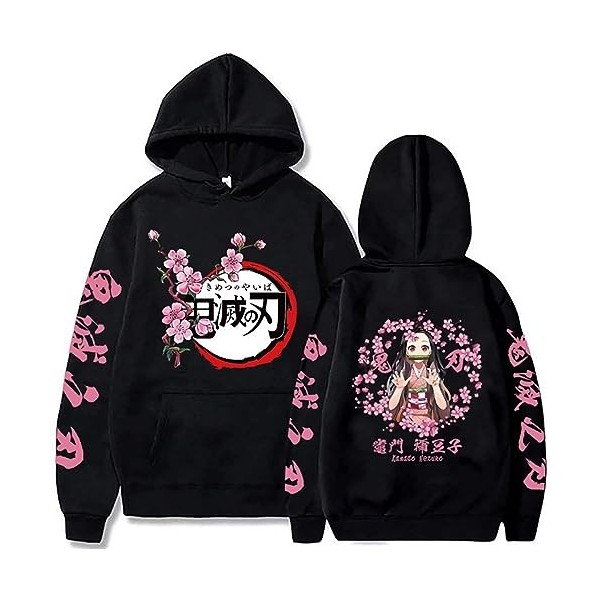zhedu Kamado Nezuko Sweat À Capuche Demon Slayer Manteau Drôle Dessin Animé Graphique Automne Y2K Chandails Garçons Filles Co