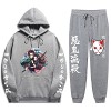 Yumenam Unisexe Survêtement 2pcs Ensemble Kimetsu No Yaiba Tanjirou Nezuko 3D Impression Manches Longues Casual Sweat à Capuc