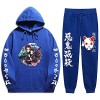 Yumenam Unisexe Survêtement 2pcs Ensemble Kimetsu No Yaiba Tanjirou Nezuko 3D Impression Manches Longues Casual Sweat à Capuc