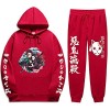 Yumenam Unisexe Survêtement 2pcs Ensemble Kimetsu No Yaiba Tanjirou Nezuko 3D Impression Manches Longues Casual Sweat à Capuc