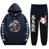 Yumenam Unisexe Survêtement 2pcs Ensemble Kimetsu No Yaiba Tanjirou Nezuko 3D Impression Manches Longues Casual Sweat à Capuc