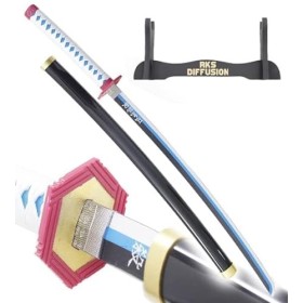 Demon Slayer Katana Tout en Bois Lame en Bois Katana Giyu Tomioka Epee Replique Decoration Kimetsu No Yaiba Sabre Giyu Cospla