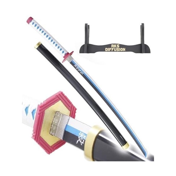 Demon Slayer Katana Tout en Bois Lame en Bois Katana Giyu Tomioka Epee Replique Decoration Kimetsu No Yaiba Sabre Giyu Cospla