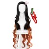 Topcosplay Anime Perruque Femme Cosplay Kamado Nezuko Perruque pour Demon Slayer Brown - Noir Longue Perruque pour Halloween 
