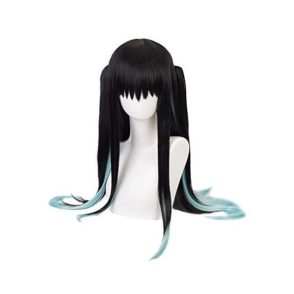 Topcosplay Anime Perruque Femme Cosplay Kamado Nezuko Perruque pour Demon Slayer Brown - Noir Longue Perruque pour Halloween