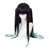 Topcosplay Anime Perruque Femme Cosplay Kamado Nezuko Perruque pour Demon Slayer Brown - Noir Longue Perruque pour Halloween 