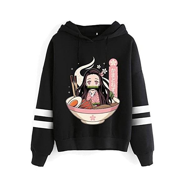 zhedu Demon Slayer Sweats à Capuche Hommes Kawaii Japonais Anime Sweat à Capuche Streetwear Unisexe Kimetsu No Yaiba Sweats H