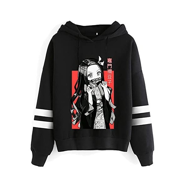 zhedu Demon Slayer Sweats à Capuche Hommes Kawaii Japonais Anime Sweat à Capuche Streetwear Unisexe Kimetsu No Yaiba Sweats H