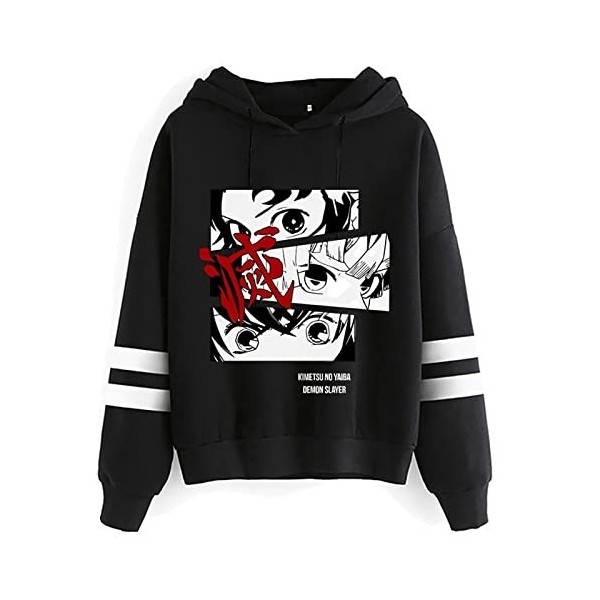zhedu Demon Slayer Sweats à Capuche Hommes Kawaii Japonais Anime Sweat à Capuche Streetwear Unisexe Kimetsu No Yaiba Sweats H