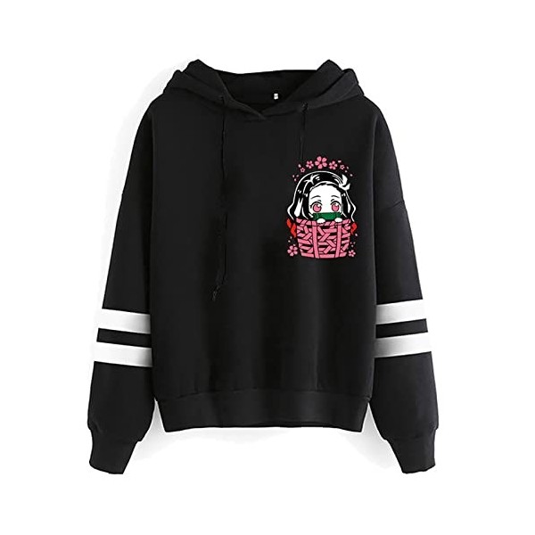 zhedu Demon Slayer Sweats à Capuche Hommes Kawaii Japonais Anime Sweat à Capuche Streetwear Unisexe Kimetsu No Yaiba Sweats H