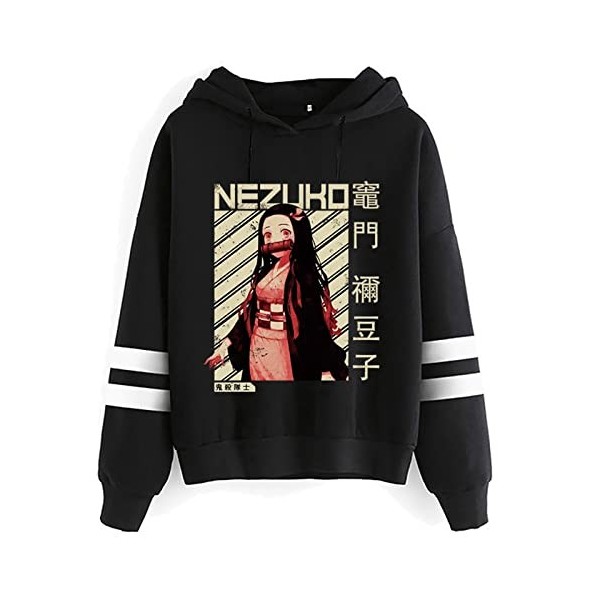 zhedu Demon Slayer Sweats à Capuche Hommes Kawaii Japonais Anime Sweat à Capuche Streetwear Unisexe Kimetsu No Yaiba Sweats H