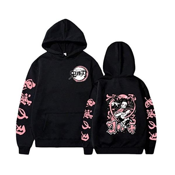 FANQGEY Sweat à Capuche Démon Slayer Femme Homme Hoodie Imprimé 3D Casual Manches Longues Streetwear Manches Longues Hoodies 