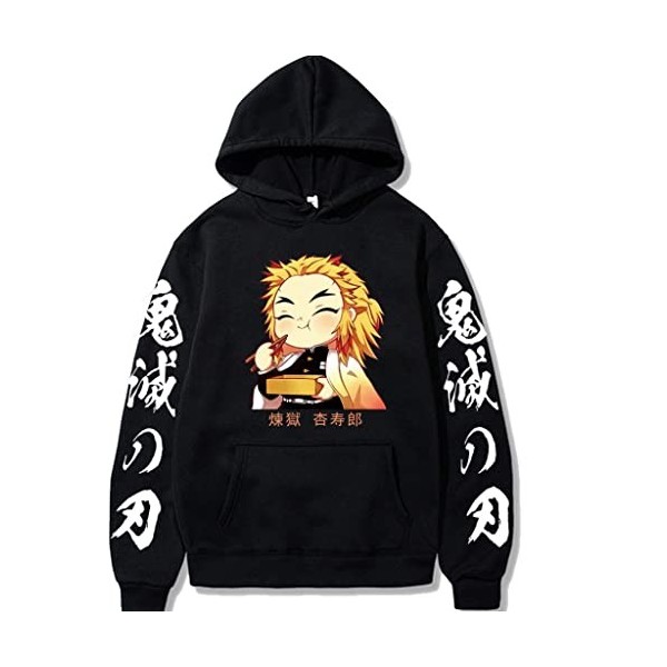 FANQGEY Sweat à Capuche Démon Slayer Femme Homme Hoodie Imprimé 3D Casual Manches Longues Streetwear Manches Longues Hoodies 