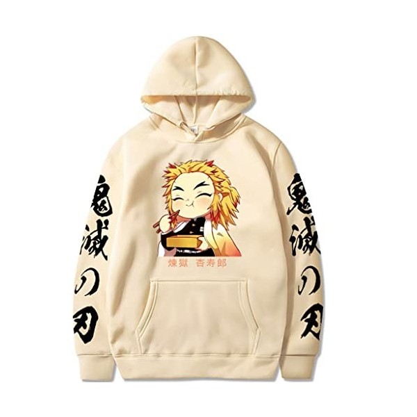 FANQGEY Sweat à Capuche Démon Slayer Femme Homme Hoodie Imprimé 3D Casual Manches Longues Streetwear Manches Longues Hoodies 