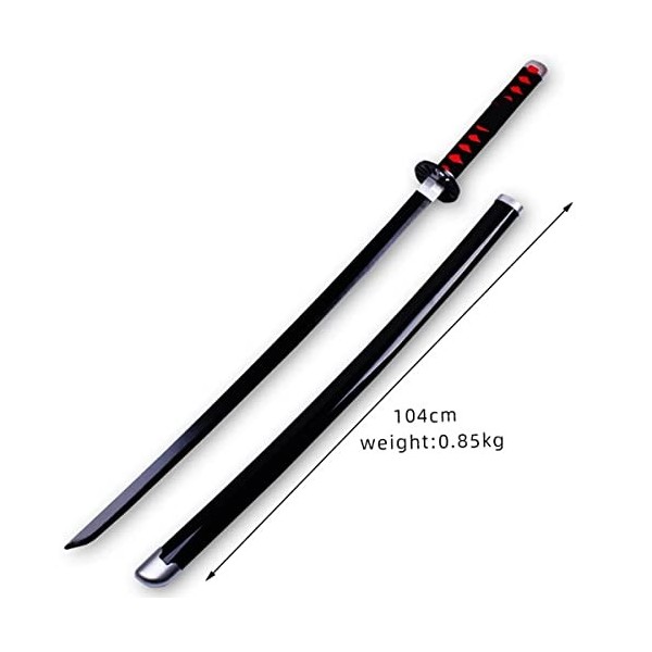 IXIM Epee en Demon Slayer Katana 104cm/41in Samurai Ninja Wooden Sword Arme pour Kamado Tanjiro Tanjiro Sabre épée en Bois, E