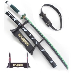 Katana Demon Slayer Katana Tout en Bois Lame en Bois Katana Sanemi Shinazugawa Epee Kimetsu No Yaiba Sabre Sanemi Epee Cospla