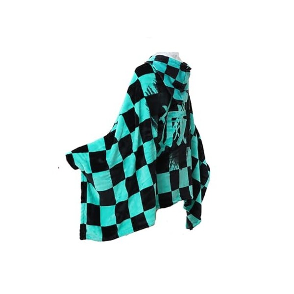 FUJIAXIANG demon DS slayer hoodie - Cape de couverture à capuche cosplay demon DS slayer Tanjirou 63x40 inches