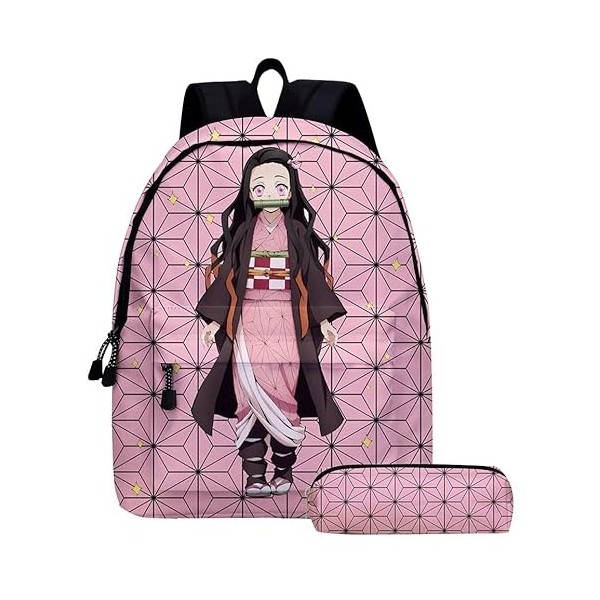 16 pouces démon Slayer sac à dos Nezuko cartable Anime impression recto verso BookBag pour adolescents Cosplay sacs à dos