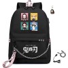 FSRONGXI Sac à dos Demon Slayer for School Nezuko Backpack Anime Rucksack with USB Charging Port, Free Keychain 17.7inch All