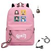 FSRONGXI Sac à dos Demon Slayer for School Nezuko Backpack Anime Rucksack with USB Charging Port, Free Keychain 17.7inch All