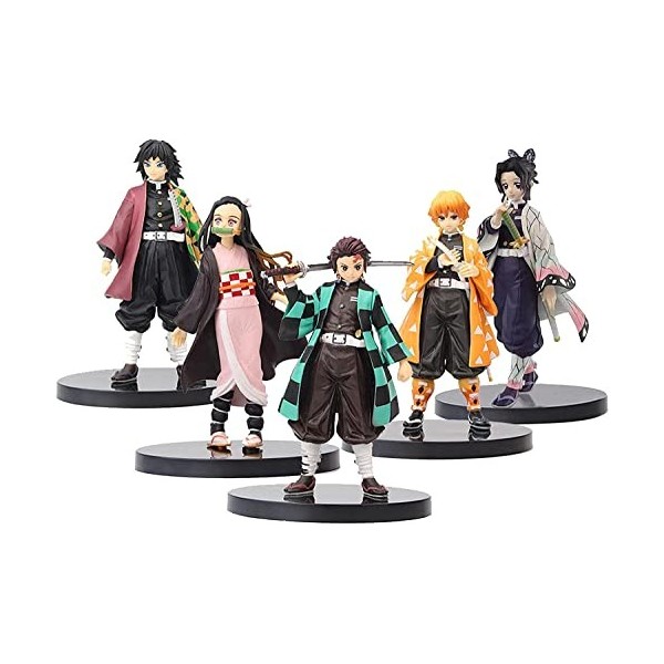 5Pcs figurines Demon Slayer version Q Kimetsu No Yaiba faites à la main Kamado Tanjiro - Figurine de collection anime - Jouet