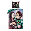 Elbenwald Anime Literie Demon Slayer avec Motif Nezuko & Tanjiro avec Fermeture éclair pour Hommes Femmes Unisexe Couverture 