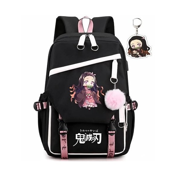 Sac à dos Nezuko Demon Slayer de 43,2 cm - Tanjiro Anime - Sac à dos décole, sac à dos Latop pour adolescents, garçons et fi