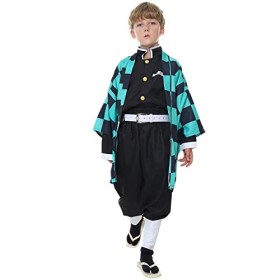 Churgold Kamado Tanjirou Cosplay Costume Anime Demon Slayer Kimono Outfit Halloween Tanjirou Cosplay Outfits