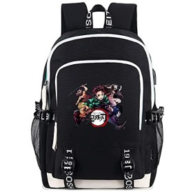 Roffatide Anime Demon Slayer Sac à Dos Garçons Imprimé Cartable Sac À Dos Pour Ordinateur Portable avec Port de Charge USB et
