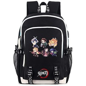 Roffatide Anime Demon Slayer Sac à Dos Garçons Imprimé Cartable Sac À Dos Pour Ordinateur Portable avec Port de Charge USB et