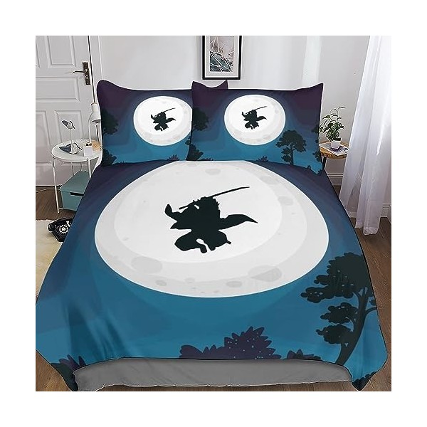 Entemah Demon Slayer Housses De Couettes Parure De Lit, Anime Housse De Couette en Microfibre Douce avec Fermeture Éclair, 3 