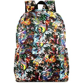 Roffatide Anime Demon Slayer Kimetsu no Yaiba Sac à Dos Partout Imprimé Cartable Sac à Dos pour Ordinateur Portable Cosplay S