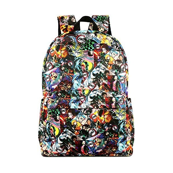 Roffatide Anime Demon Slayer Kimetsu no Yaiba Sac à Dos Partout Imprimé Cartable Sac à Dos pour Ordinateur Portable Cosplay S