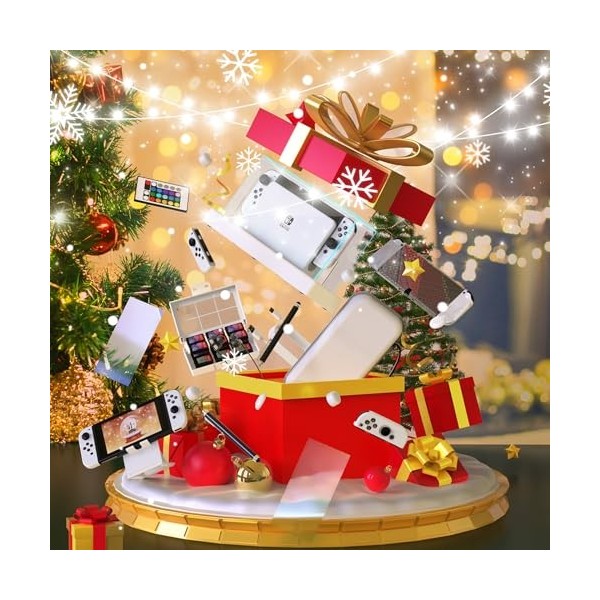 HSTOP Anti&nbsp;Poussière Accessoires Compatible avec Console Nintendo Switch OLED, Accessoires 25 en 1 avec Nintendo Switch OLED 