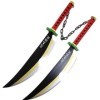 damdos Hallween Props 32" Kimetsu No Yaiba Tengen Uzui Twin Cosplay Swords Weapon Birthdays Gifts 2PCS Sets 