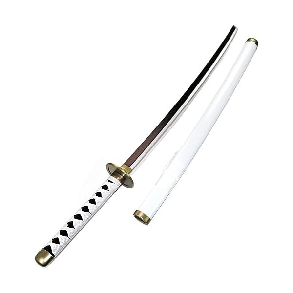 CORANRIKA Katana Demon Slayer Samurai Ninja Wooden Sword Arme Japonais Cosplay Épée en Bois,Blanc