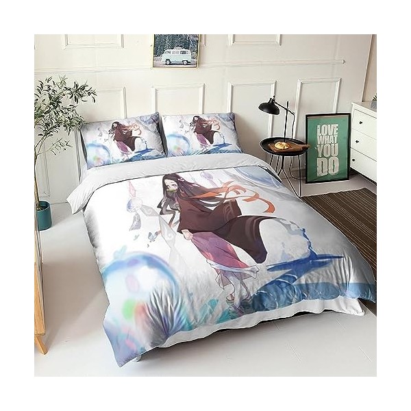 IVYARD Demon Slayer Housse De Couette Imprimé en 3D avec Taies doreiller,Parure De Lit en Microfibre, Nezuko Kamado Couette 