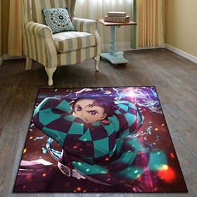 Rauans Anime Cartoon Demon Slayer Tapis Impression 3D Super Doux Tapis Antidérapant Chambre denfants Tapis De Sol Salon Déco